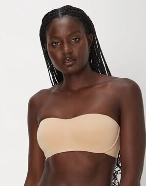 Maidenform Womens XL Almond Wireless Multiway Stay-Put Tech Strapless Bra O10-16